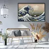 (Big Size)[Brand]The Great Wave off Kanagawa - 14CT Stamped Cross Stitch - 60*44cm - Natural