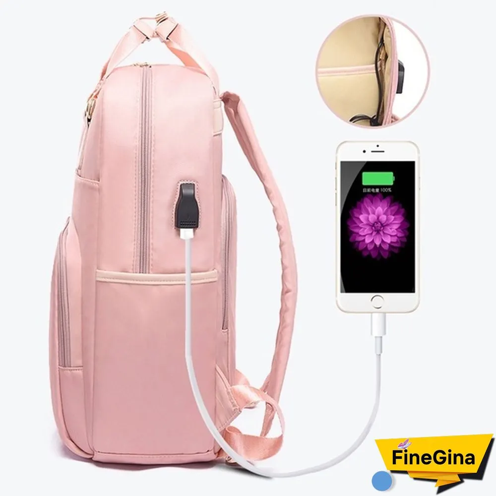 Fashion Anti-theft Bag Travel Waterproof Backpack Women Large Capacity Business USB Charge Laptop Backpack Leisure bag Laptop bag 13 13.3 14 15 15.6inch