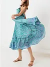 Floral Printed  Falbala Backless Maxi Dresses