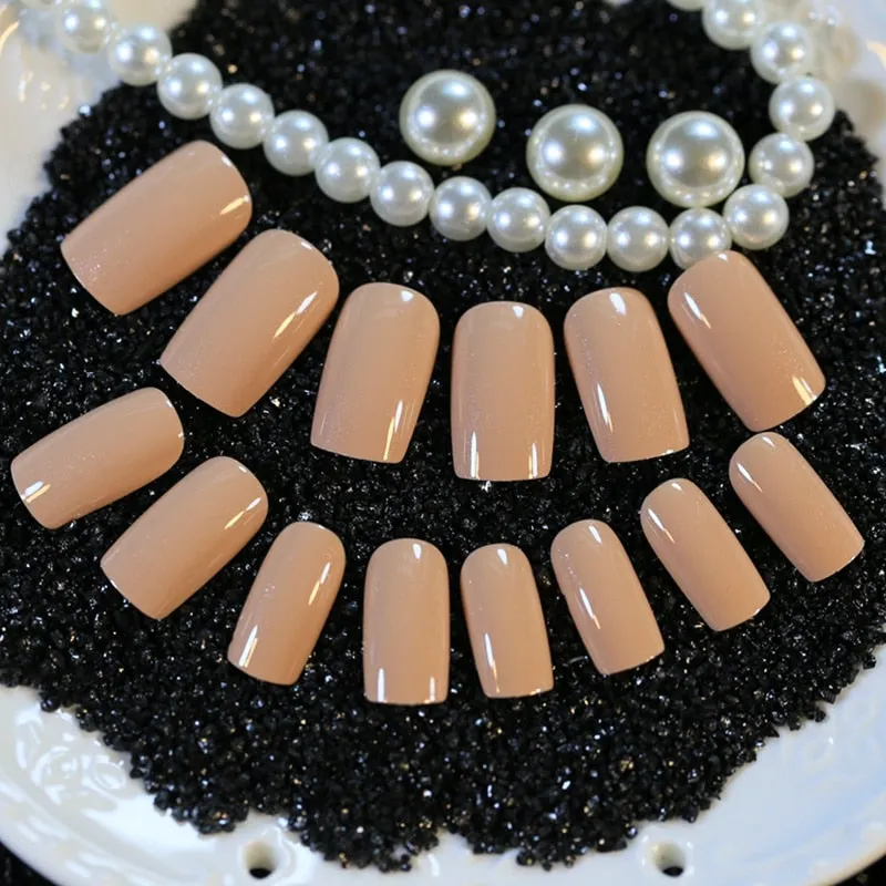 Taro Purple Square Fake Nails Mix Red Champagne Glitter Medium Press On Nails UV Shiny Nail Art Tips Including Glue Tabs-Nail Inspo
