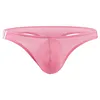 Men's Sexy T-Back Thongs Low Rise Underwear Bulge Pouch Ice Silk Briefs
