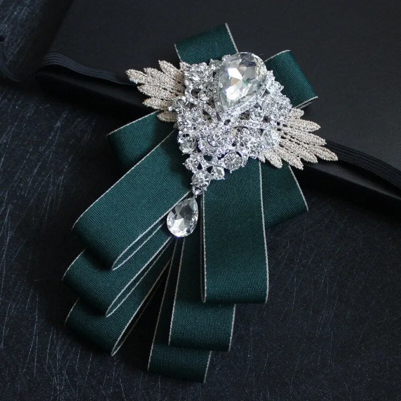 High-grade Handmade Diamond British Style Bow Ties Groom Groomsman Dress Suit Rhinestone Bowtie for Men Wedding Accessories