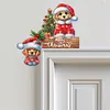 (US Local)DIY Xmas Diamond Painting Wooden Door Decoration for Feiend Gifts (Santa Puppy)