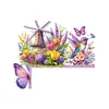 Windmills Flowers Birds 5D DIY Wooden Diamond Painting Door Topper (Left)