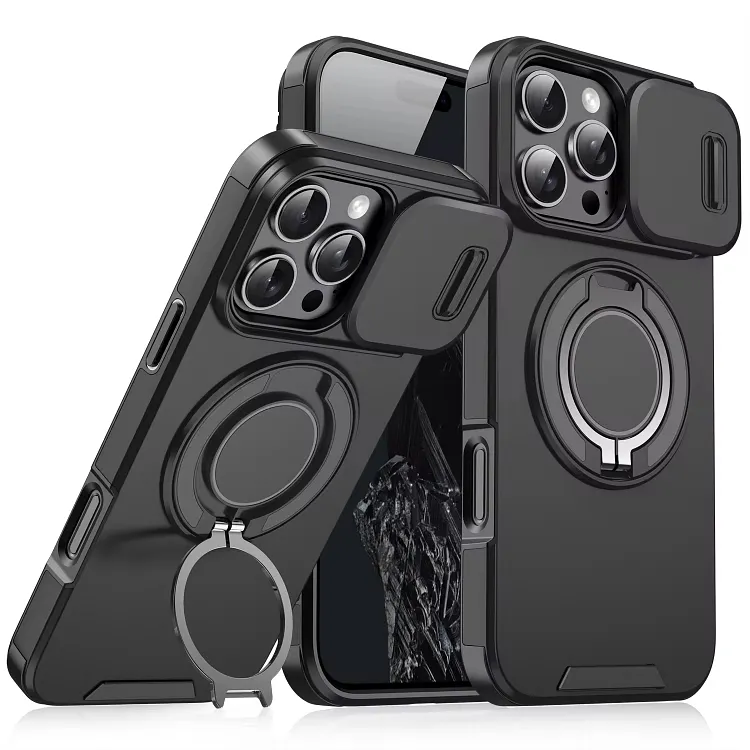 Slide Camera Protection Magnetic Stand Phone Case for iPhone