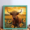 (Stamped/Counted) Hignland Cow Sunflower - 11CT Cross Stitch 40*40cm