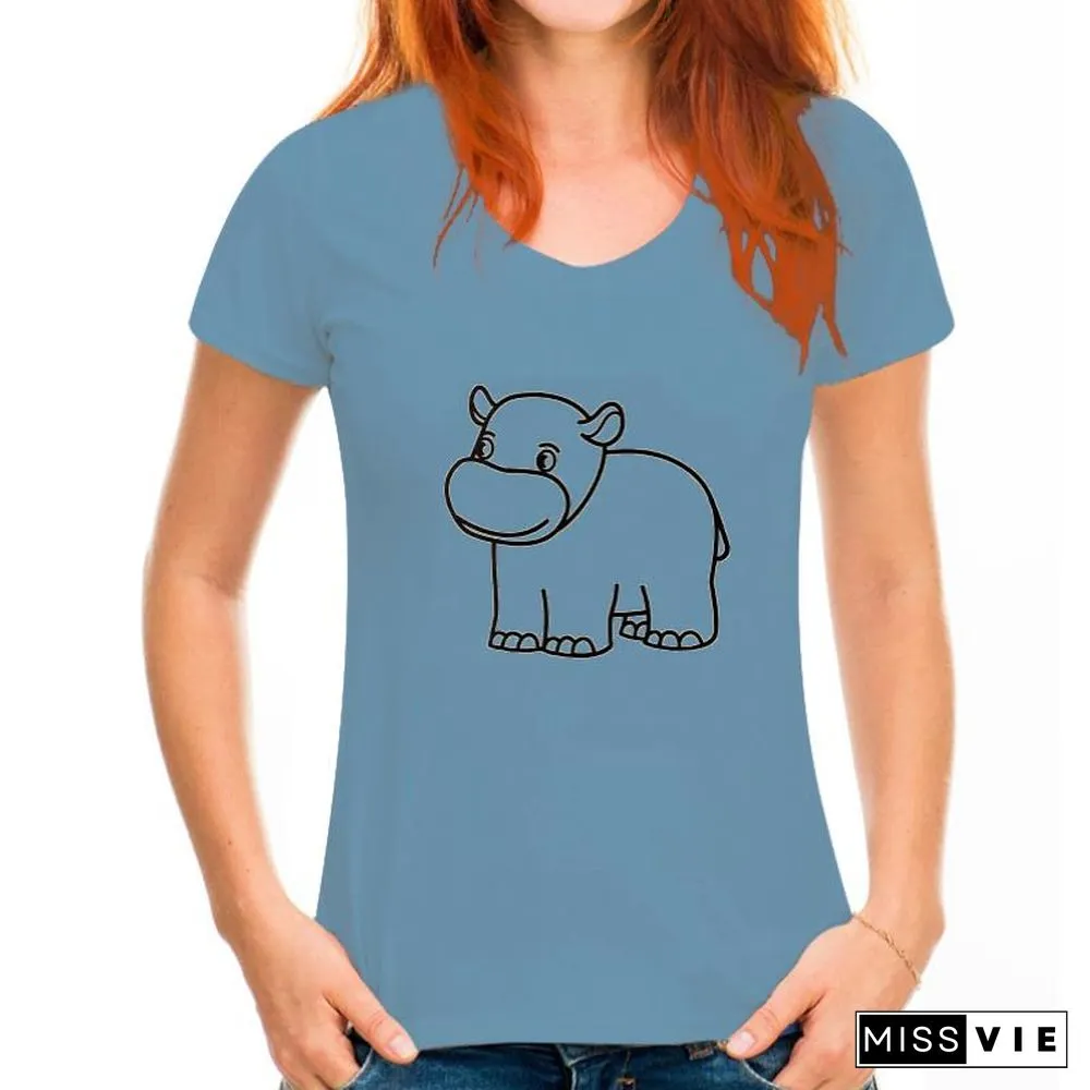 Summer T-Shirt Women Kawaii Cute Animal Print Casual Short Sleeve Fashion Aesthetic Girl Top Tees Oversized Female Clothing