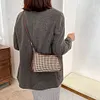 Fashion Plaid Pattern Crossbody Purse Women Woolen Shoulder Bag (Coffee)