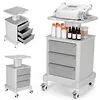 [US Local Warehouse] Medical Cart with 3 Drawers & 4 Wheels & 1 Top Tray Rolling Cart 66 LBS Load Salon Trolley for Hospital Office Bedroom Clinic