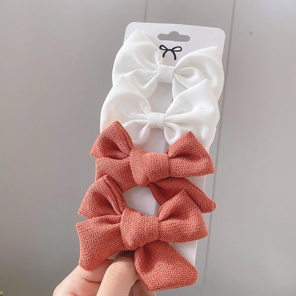 4Pcs/set 2021 New Leopard Print Hair Clips For Cute Girls BB Boutique Hairpins Bowknot Barrettes Headwear Kids Hair Acesssories