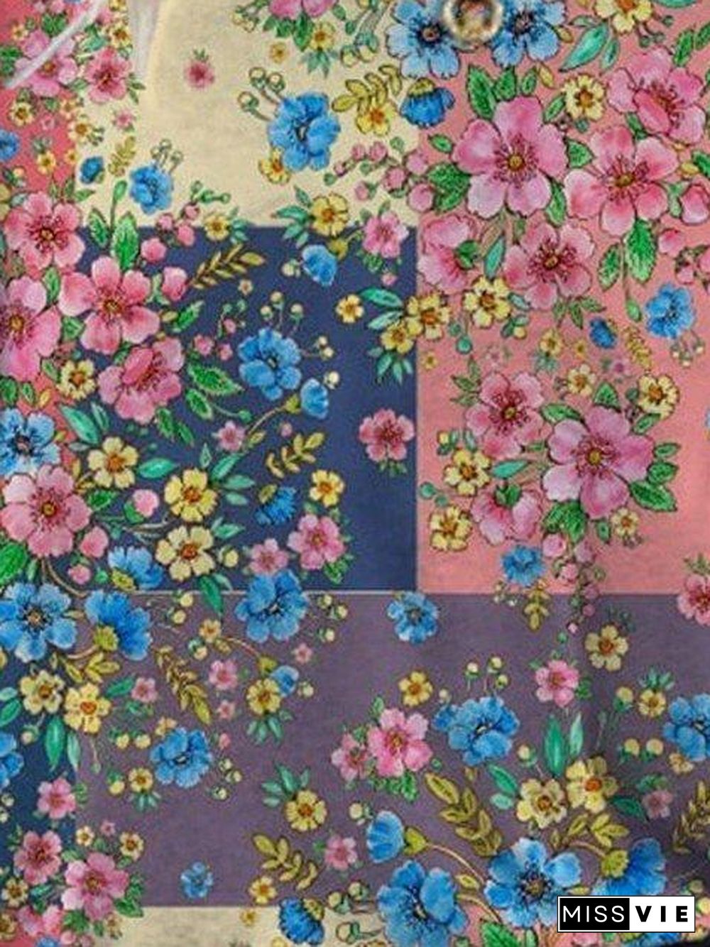 Cotton-Blend Floral Short Sleeve Vintage T-Shirts