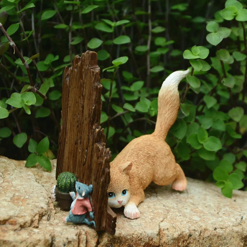 Everyday Collection Cute Cartoon Cat Animal Figurine Miniature Fairy Desk Ornament Modern Home  Decoration Gifts for Girls