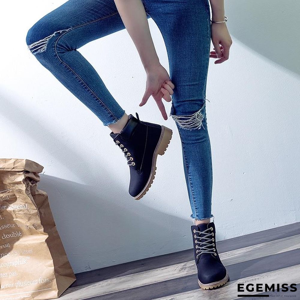 Autumn Early Winter Shoes Women Flat Heel Boots Fashion Keep warm Women's Boots Brand Woman Ankle Botas | EGEMISS