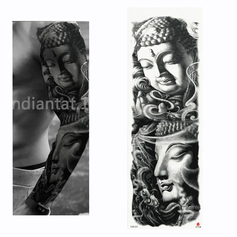 2018 New Full Flower Arm Tattoo Sticker Skeletons and Roses Temporary Body Paint Water Transfer Tattoo Sleeve