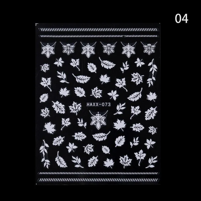 1 Sheet Leaves Geometry 3D Nail Art Stickers Sliders Mandala Flowers Leaf Adhesive Nail Decals Foil Decoration Manicuring Wrap