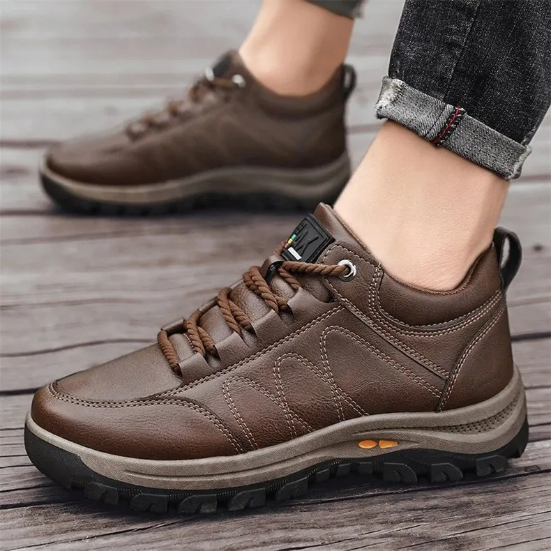  Men's Casual Hand Stitching Leather Arch Support Shoes