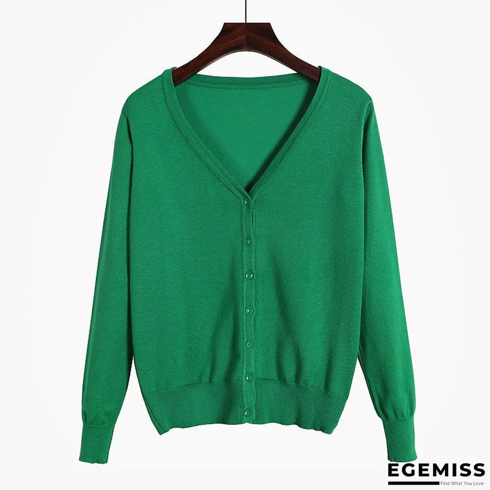 Cardigan Long Sleeve V Neck Air Conditioned Shirt Slim and Simple | EGEMISS