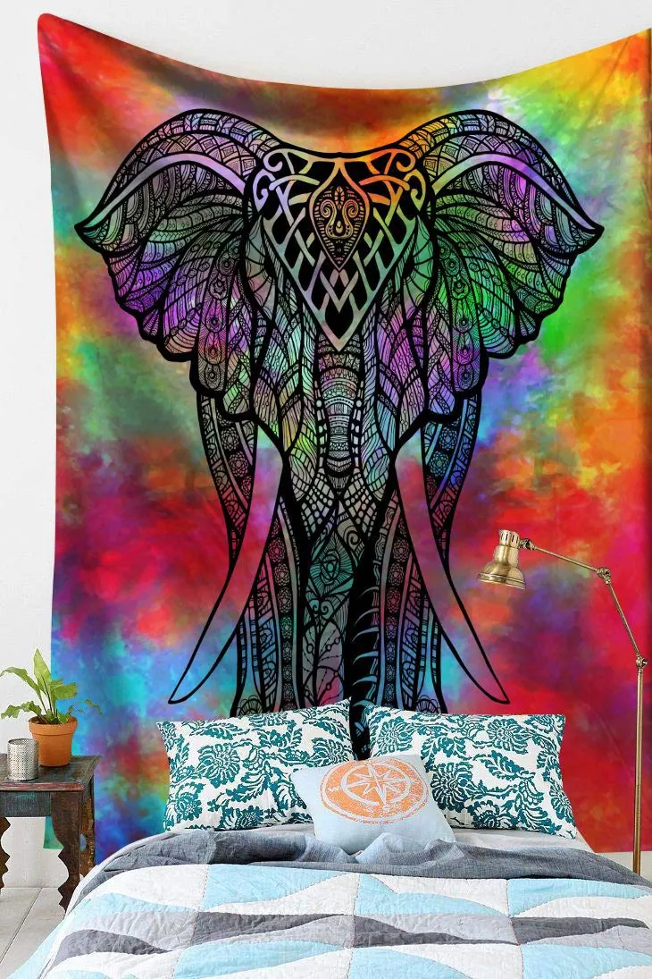 Boho Mandala Tapestry Wall Hanging Witchcraft Wall Cloth Tapestries Elephant Art Psychedelic Hippie Tapestry Macrame Wall Carpet