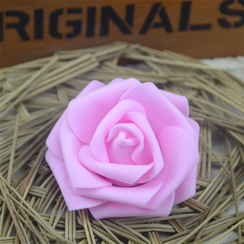 50pcs 6cm Artificial PE Foam Rose Flower Heads For Wedding Home Party Decoration DIY Garland Craft supplies Fake Flowers Ball