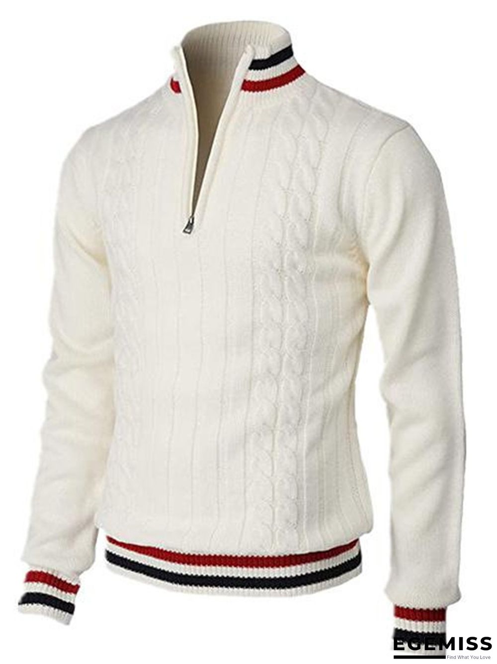 Color-block Zip-up Turtleneck Men's Knit Sweater | EGEMISS