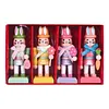 4Pcs Easter Bunny Nutcracker Cute Little Rabbit Pendant for Holiday Decoration