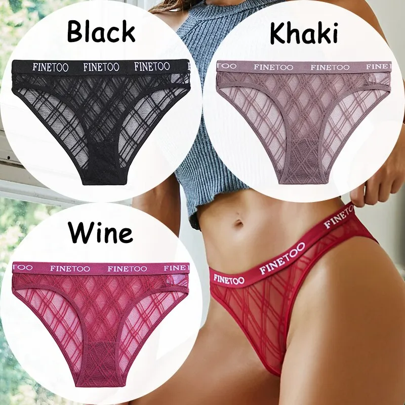 Billionm Lace Panties Women's Underwear Perspective Sexy Panties Female Underpanties Mesh Briefs Girls Intimates Lingerie M-XXL