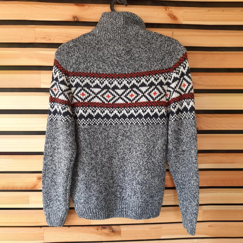 Vintage Warm Knitted Jacquard Iceland Half Zip Neck Sweater