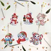 (US Local)12Pcs Christmas Diamond Painting Keychain Rhinestone Painting Keychain Pendant