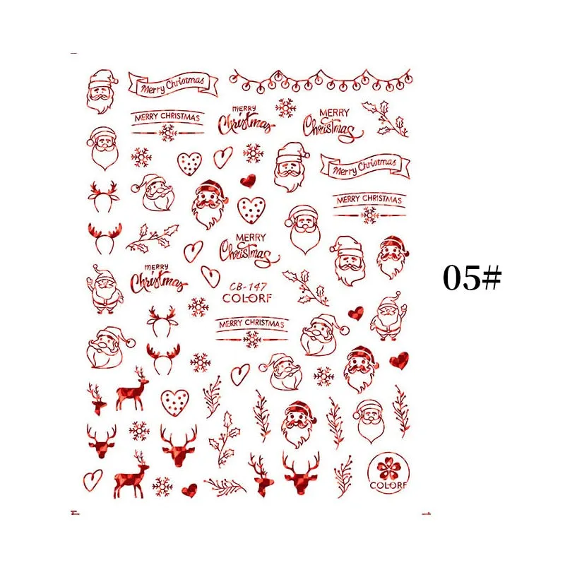1 Sheet Christmas 5D Nail Stickers Gold And Sliver Snowflakes Transfer Nail Decals Slider Decoration For Manicuries