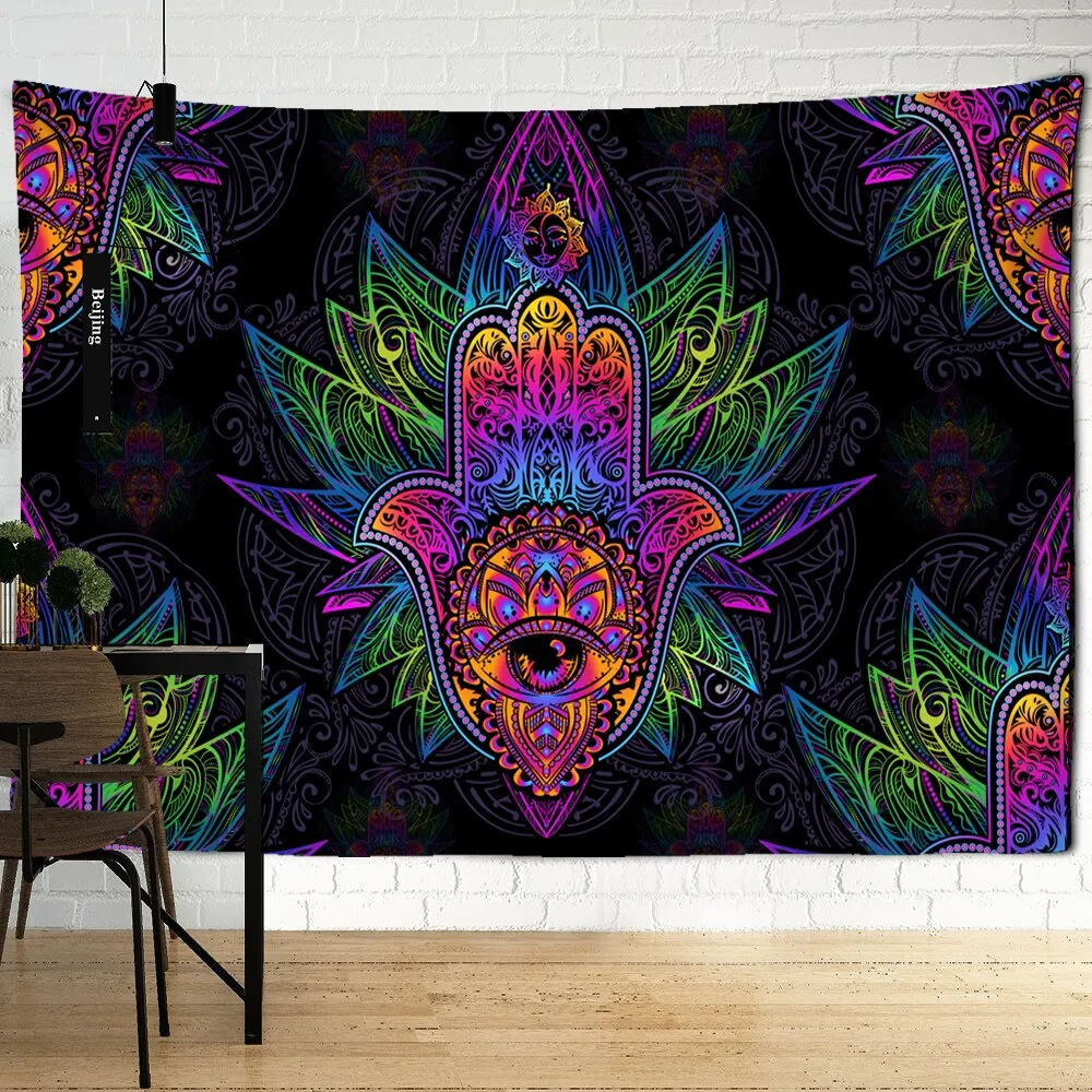 Sun Print Tapestry Wall Hanging Family Bedroom Decorated With Mysterious Bohemian Tarot Magic Indian Witchcraft Wallpaper
