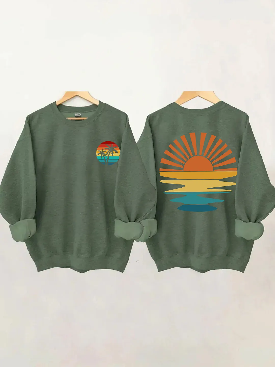 Retro Sunset Rays Wavy Sweatshirt