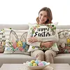 Easter Bunny Eggs Throw Pillow Covers 18x18 Inch He Is Risen Bunny Floral Eggs Farmhouse Easter Cushion Covers for Sofa Couch Bed Livingroom