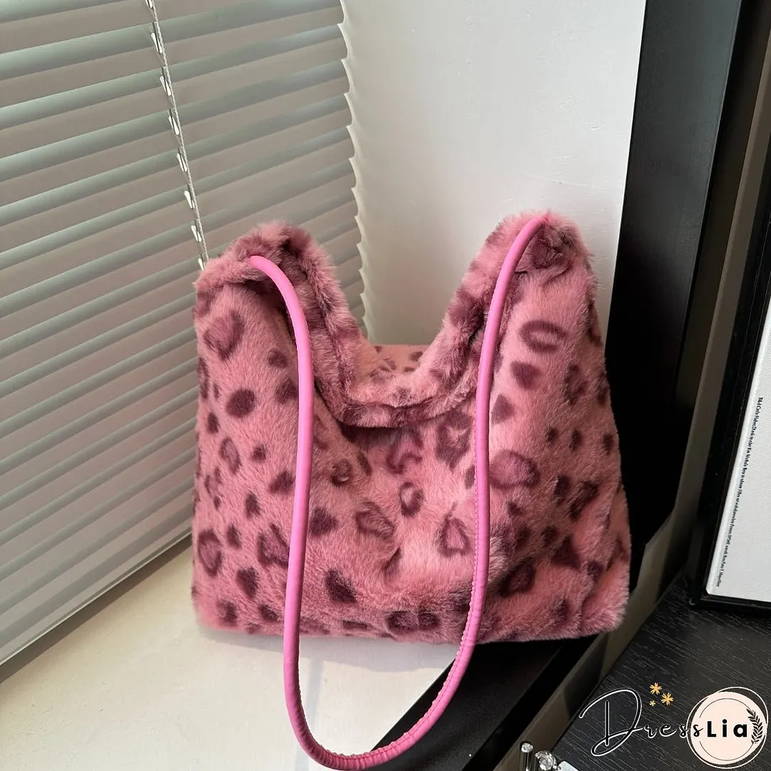 Leopard Furry Shoulder Bag
