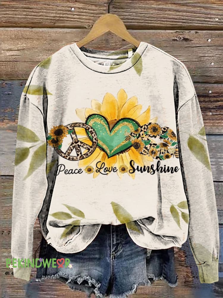 Peace Love Sunshine Printed Sweatshirt Multicolor / S
