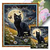 Black Cat Under The Moonlight - 11CT Stamped Cross Stitch - 40*50cm