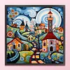 Colorful Houses - 14CT Stamped Cross Stitch - 40*40cm