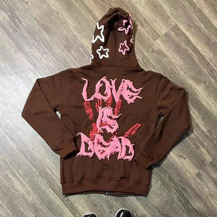 Love Is Dead Puff Print Loose Hoodie