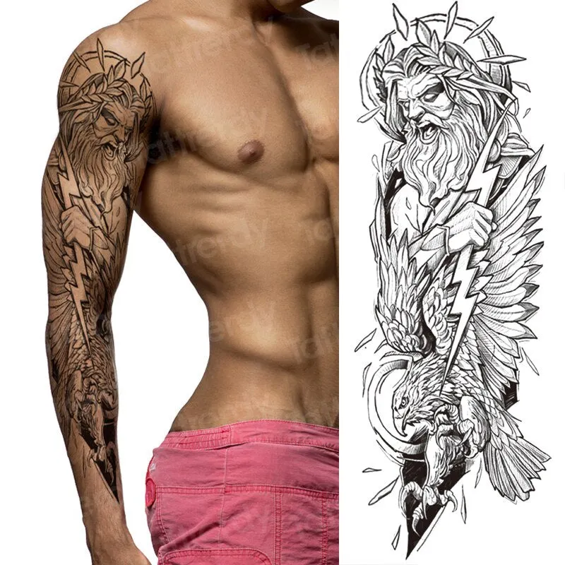 large temporary tattoos for women men full arm tattoo sticker sleeve thigh big body art decal black waterproof fake tatoo flower