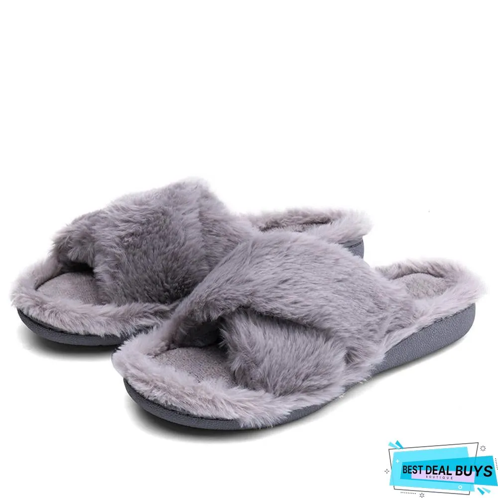 Winter Women Indoor Slippers Home Shoes Fur Slippers Warm Shoes Woman House Slippers Ladies Slip On Flats