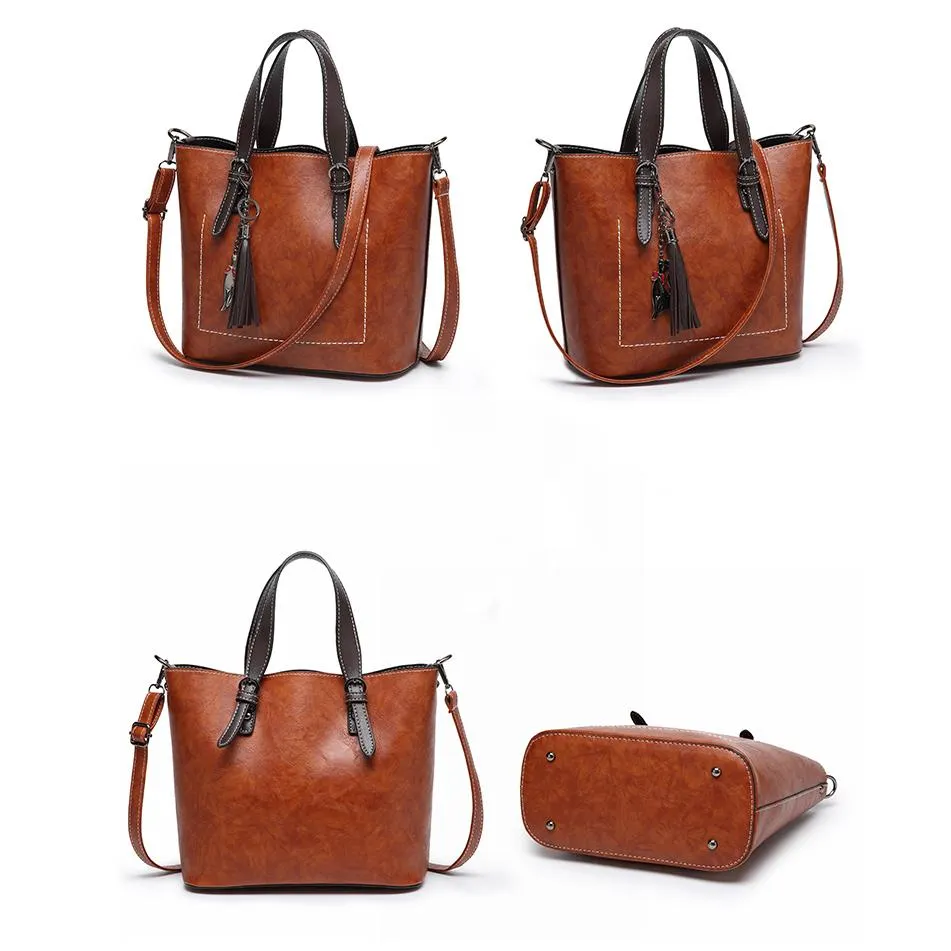 Ladies retro handbag wild large-capacity bucket bag retro single shoulder messenger bag
