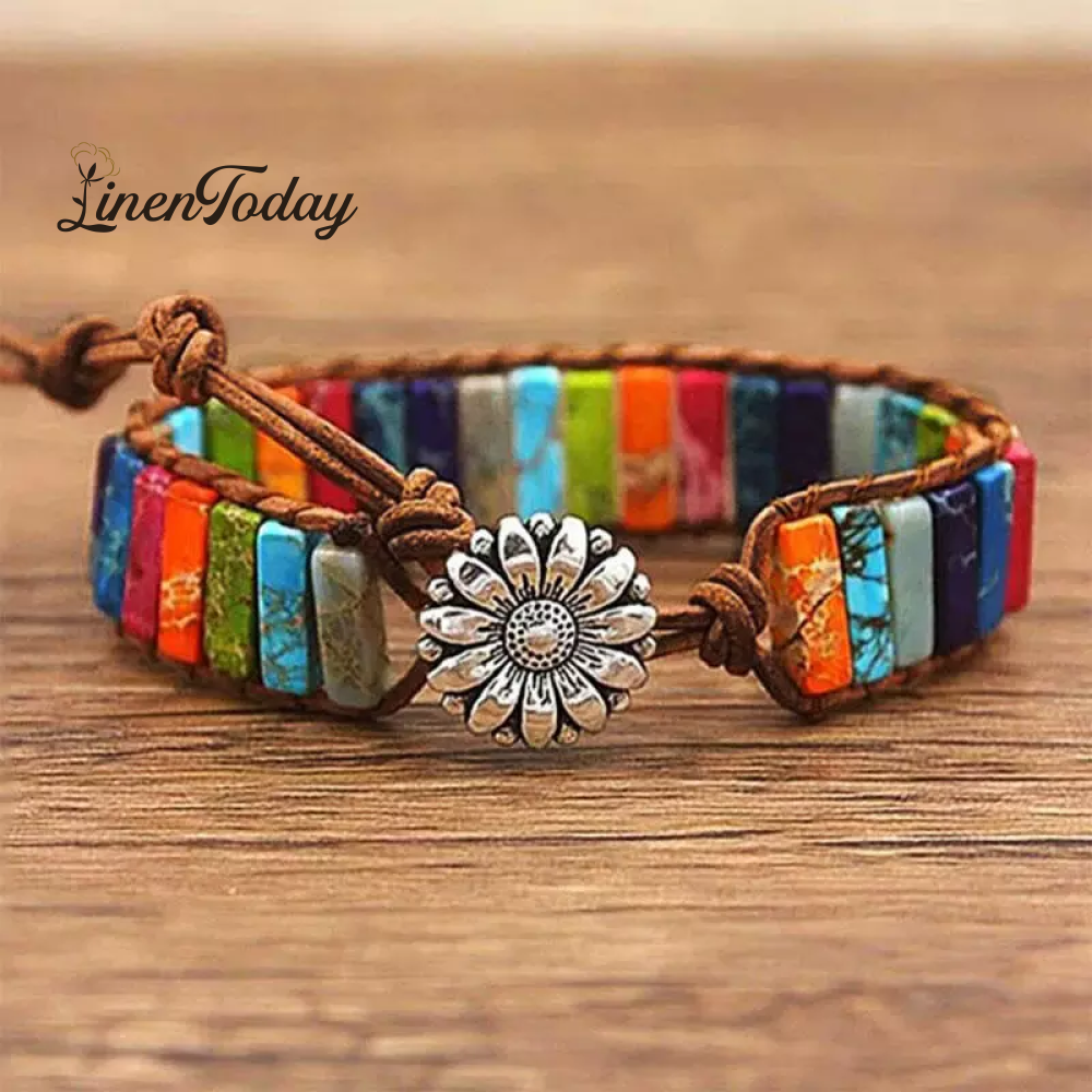Sunflower Colorful Stone Beaded Wrap Bracelet Mode 1 / One Size Accessories