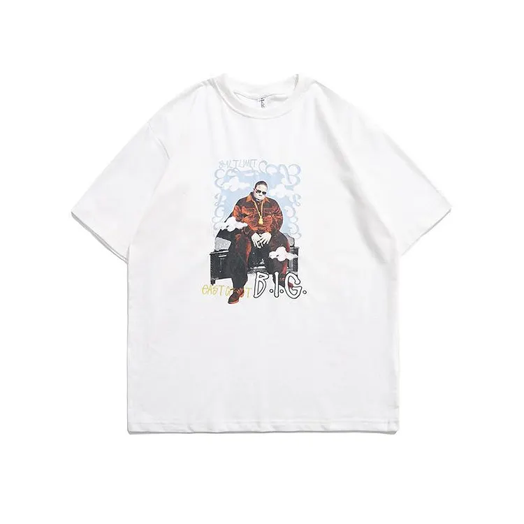 Men T Shirt Summer Casual Tops Men's Clothes Summer Wear Vintage Men's round Neck Short Sleeve Casual Loose Hip Hop Character Print