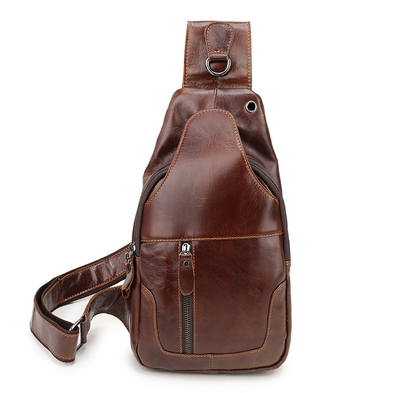 Vintage Soft Genuine Leather Chest Bag With Large Capacity