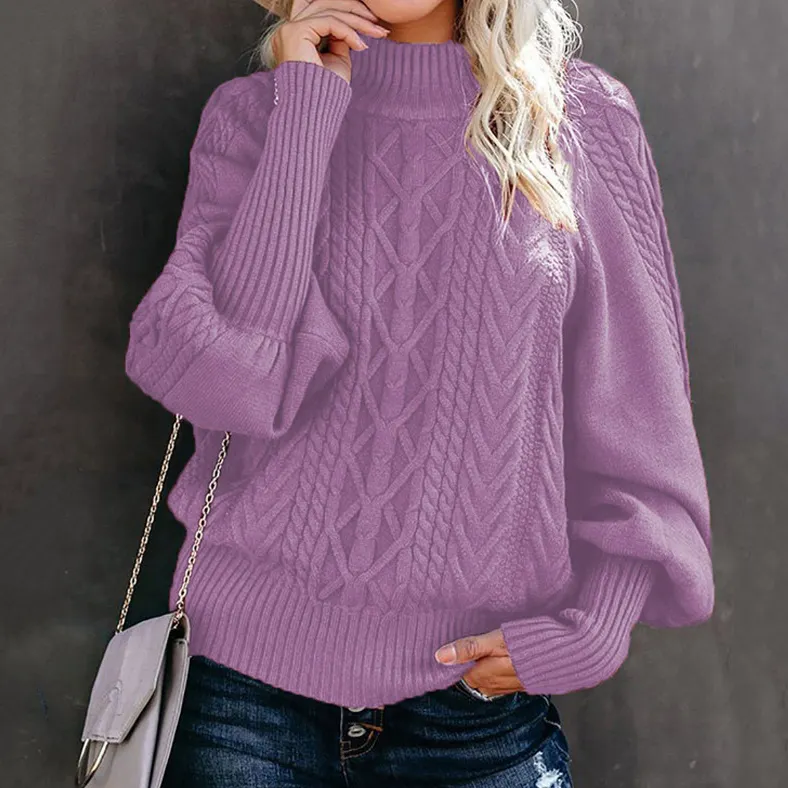 Retro Twist Loose Long Sleeve Knitted Solid Color Sweater