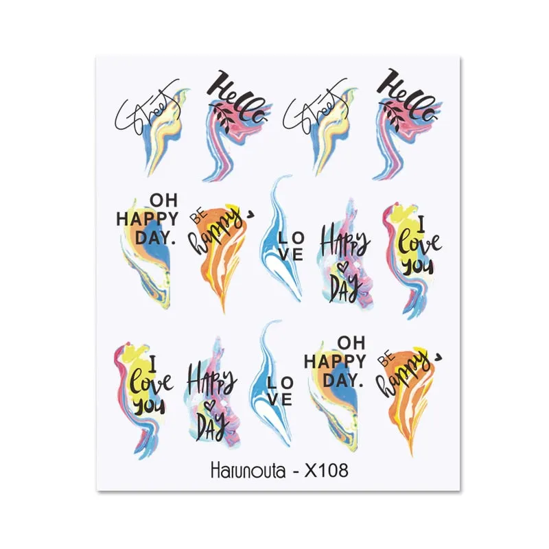 1Pc Spring Water Nail Decal And Sticker Flower Leaf Tree Green Simple Summer DIY Slider For Manicuring Nail Art Watermark
