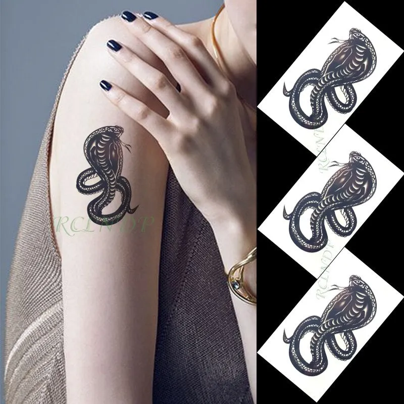 Temporary Tattoo Sticker 10.5*6cm fashion Cobra snake tattoo for men tatto stickers flash tatoo fake tattoos Waterproof Body Art