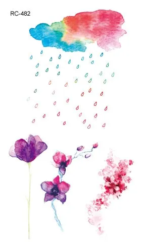 52 Kinds Watercolor Flora Lavender Waterproof Fake Tattoos Temporary Women Arm Chest Ankle Stickers Floral Body Art Tatto Flower