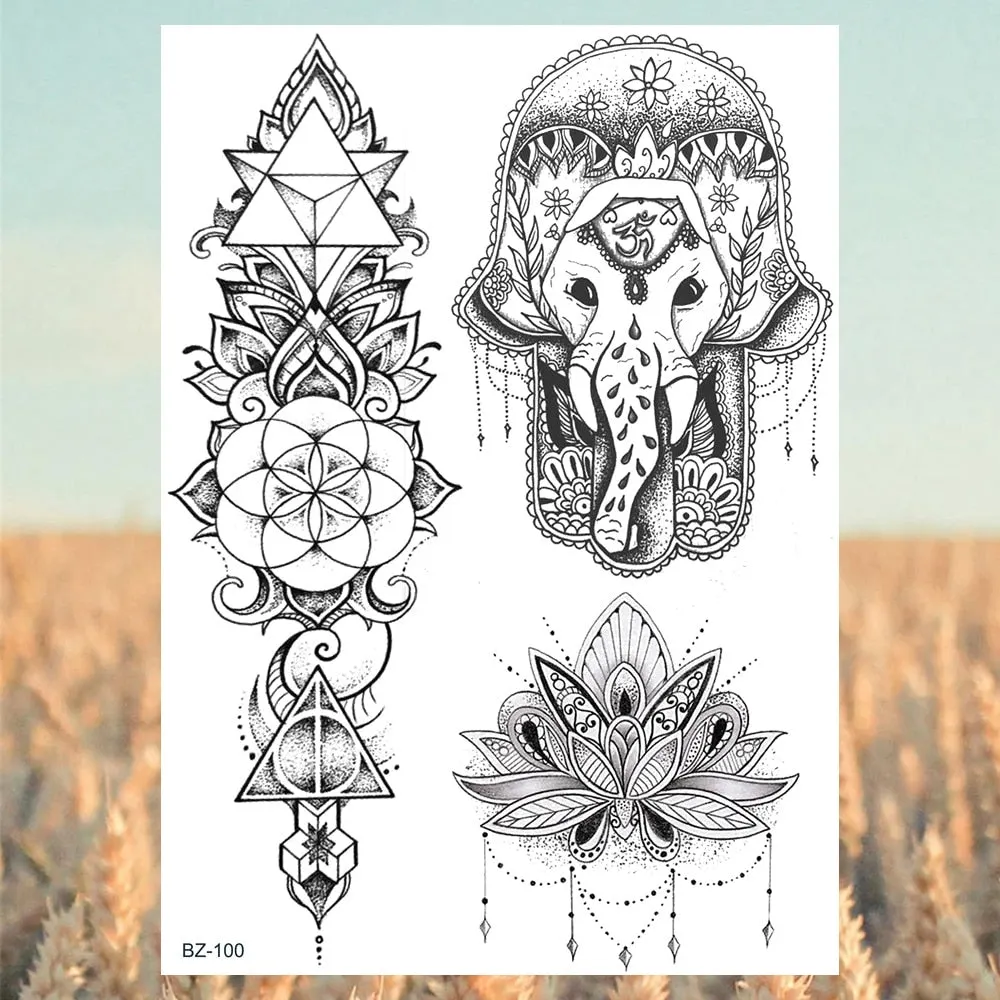 Realistic Knight Tribal Armband Temporary Tattoos For Men Adult Lion Wings Shield Fake Tattoo Body Art Unique Tatoos Large