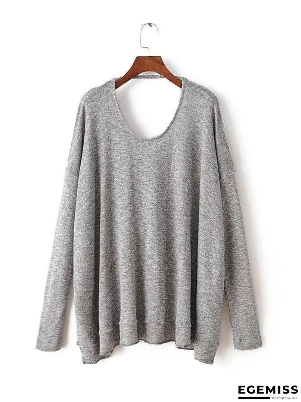 Loose Long Sleeves Backless Sweater Tops | EGEMISS