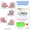 6Pcs DIY Diamond Painting Pink Car Keychain